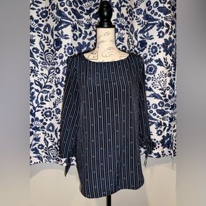 Lovely True Navy and White Print Blouse Lands’ End Chase